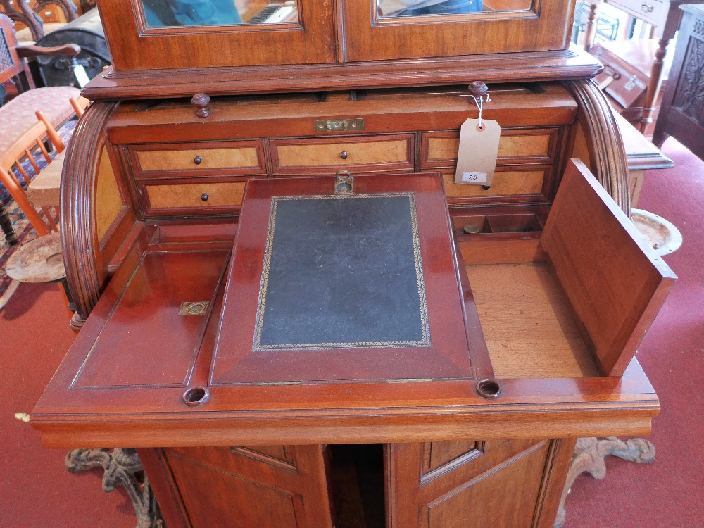 A 19th Century mahogany roll top secretaire cabinet, - Image 2 of 3