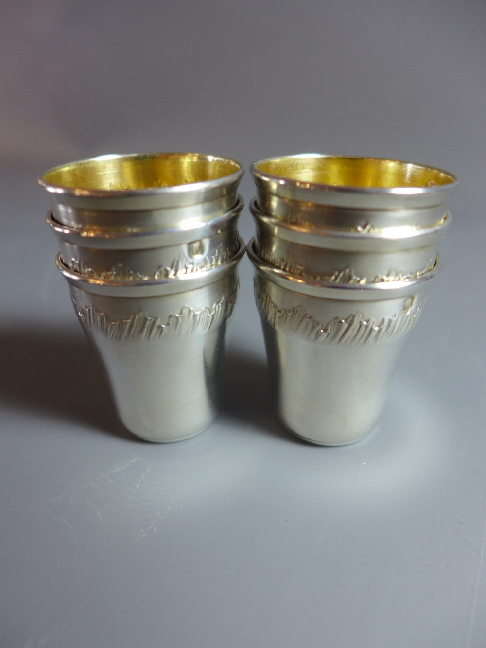 A set of six sterling silver French goblets with gilt interior. - Image 3 of 3