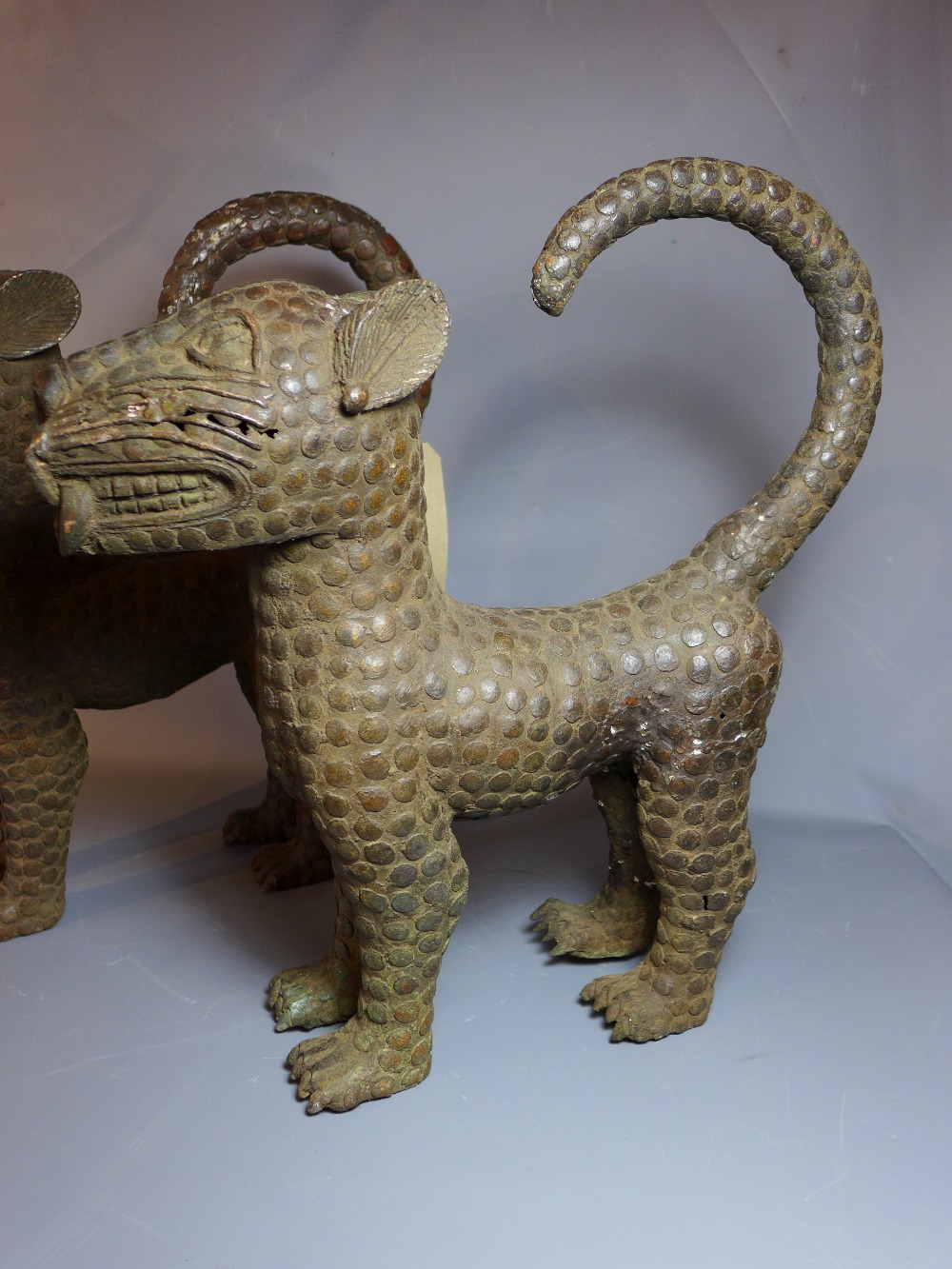 A pair of 19th Century bronze Benin leopards. - Image 2 of 2