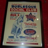 A show girls coloured print for Burlesque Social Club 'Little Brooklyn' framed and glazed 40 x 30cm