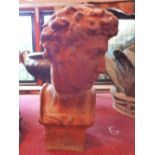 An early 20th century cast iron bust of David.