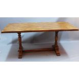 A French plank top fruitwood refectory table,