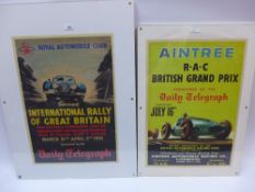 Two car racing posters from the Daily Telegraph.