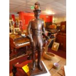 A 19th Century carved mahogany statue of a knight.