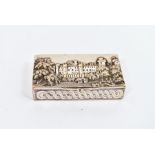 A 19th Century silver plated snuff box with view of Windsor Castle in relief to the hinged lid,