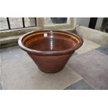 Large pottery dairy bowl, Height 30cm x Diameter 56cm