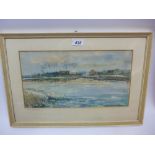 A German watercolour of a lake scene in