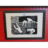 An artist proof linocut, initialled A/P