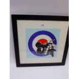 A Mod print depicting a Vespa scooter in front of the target symbol.