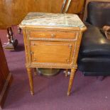 A French walnut pot cupboard with single drawer above cupboard door,