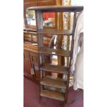 A Vintage fruitwood stepladder, having rungs to both sides,