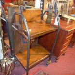 A vintage painted metal mechanic's table, marked 'Sun Service Equipment',