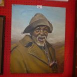 An exceptionally well executed portrait painting of black soldier circa 1950s,