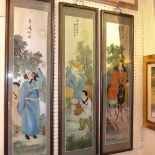 A set of four of Chinese paintings depicting figures, framed (a/f) H-110cm,