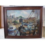 An oil on board depicting Leigh On Sea in Essex, signed indistinctly, framed.