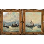 Charles Anslo Thornley 1859-1885 oil on canvas pair of shipping scenes