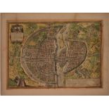 Coloured engraving sixteenth century map