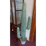 A contemporary plastic cactus. H124cm