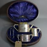 A Victorian silver tea set to include tea pot, sugar bowl,