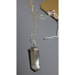 A silver mounted quartz pendant,