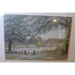 A British school watercolour of a park scene with boaters, circa late 19th - early 20th century,