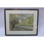 A British school watercolour of Rotten Row in Hyde Park, early to mid-20th century,