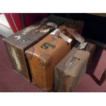 Three vintage suitcases,
