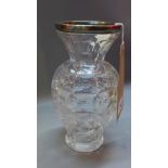 A crystal glass vase with silver rim H-22cm