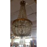 An early 20th century crystal basket chandelier,