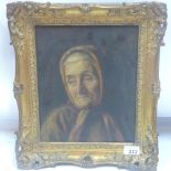 20th century oil on canvas, portrait of an elderly lady, 28.