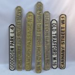 A collection of seven reproduction street signs to include Camden Passage,