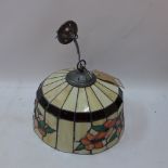 A Tiffany style leaded glass ceiling light with floral decoration.