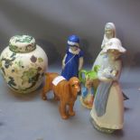 A collection of ceramics to include a Copenhagen figure, a Nao figure,