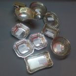 A collection of silver, various. comprising dishes, oval dish, jug and small basket dishes.