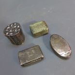 Three silver boxes and a silver vinaigrette all marked