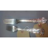 Two Victorian silver forks marked London. Weight 6.