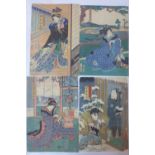 Four Meiji period Kabuki watercolour on paper,