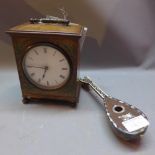 A walnut carriage clock,