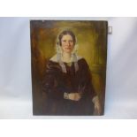 A 19th Century oil on canvas depicting a portrait of a lady (possibly Charlotte Bronte),