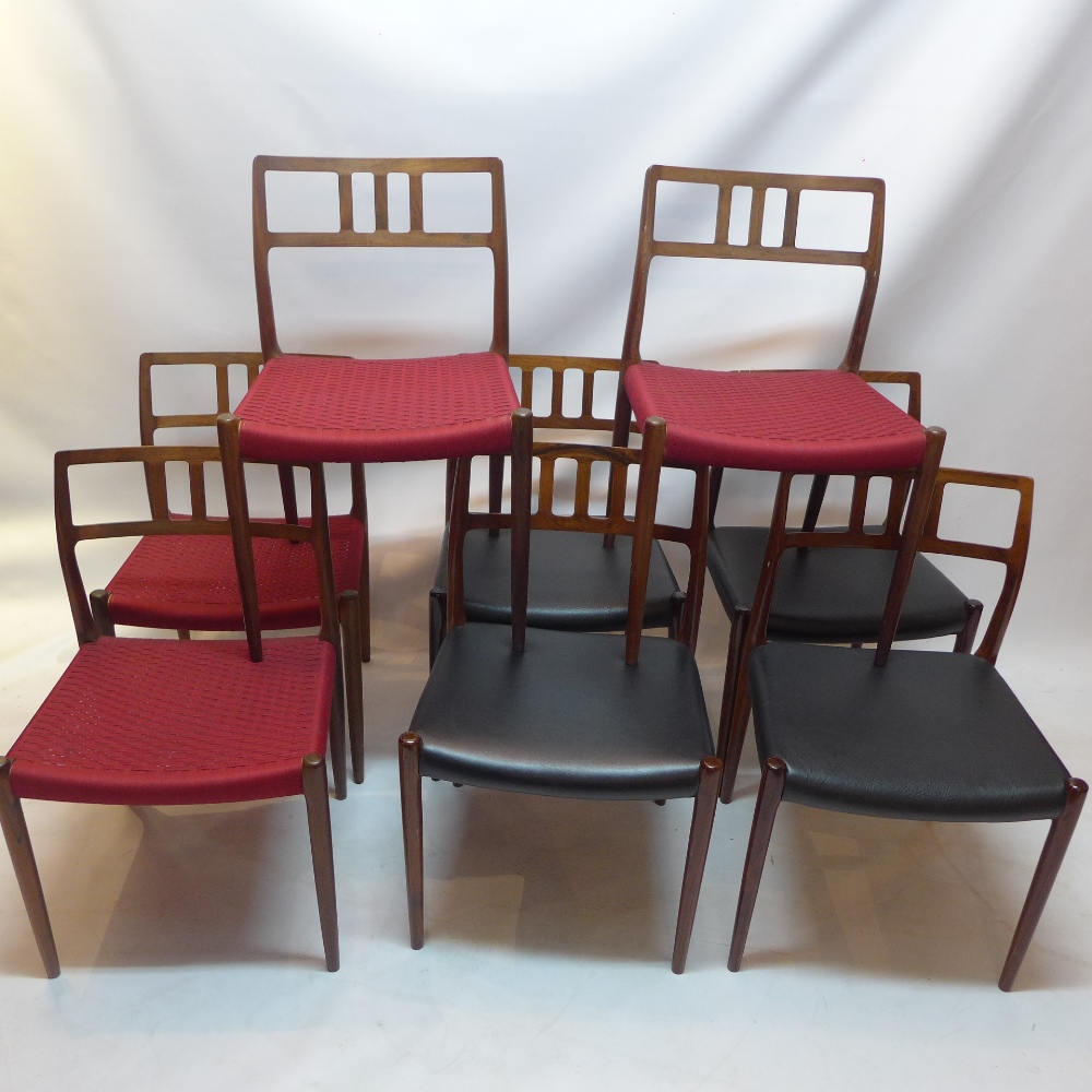 A set of eight Danish rosewood chairs, J. L.