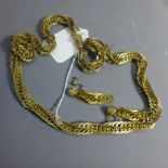 A silver gilt rope twist necklace and matching drop earrings