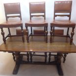 A Victorian oak refectory dining table, H-76cm, W-170cm, D-83cm,