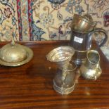 A collection of sliver plate to include an 18th Century tankard, a wine funnel etc,