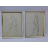 A pair of pencil sketches of a nude man