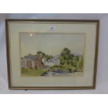 John H Nicholson, a watercolour depicting a mill by a canal titled "West Baldwin Mill",