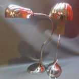 A pair of Nickel plated desk lamps with shell shape shades (wired recently PAT TESTED)