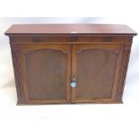 A William IV mahogany wall hanging cabinet with two doors enclosing shelves and two drawers.