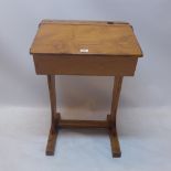 A vintage oak school desk.