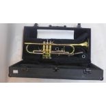 A cased Trumpet marked to mouthpiece Vincent Bach 1-1/4C and body of trumpet 75073 and ML 2