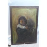 An early 20th Century oil on canvas called "Young Flute Player", in the manner of Judith Leyster,